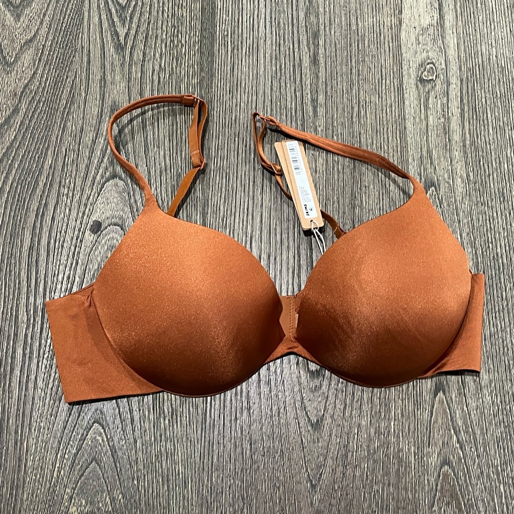 NWT Skims Ultimate Teardrop Push-Up Bra Plunge Neckline Underwired Bronze 36B